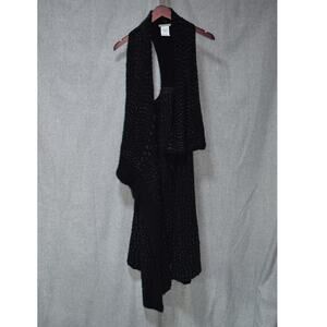 Sarah Pacini Black Textured Open Front Knit Vest One Size